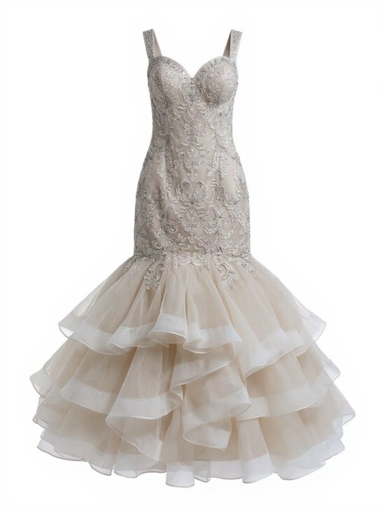 Maggie Sottero Wedding Dress Malina size 12 Ivory/Gold/Pewter - Picture 1 of 11